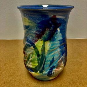 Signed pottery vase